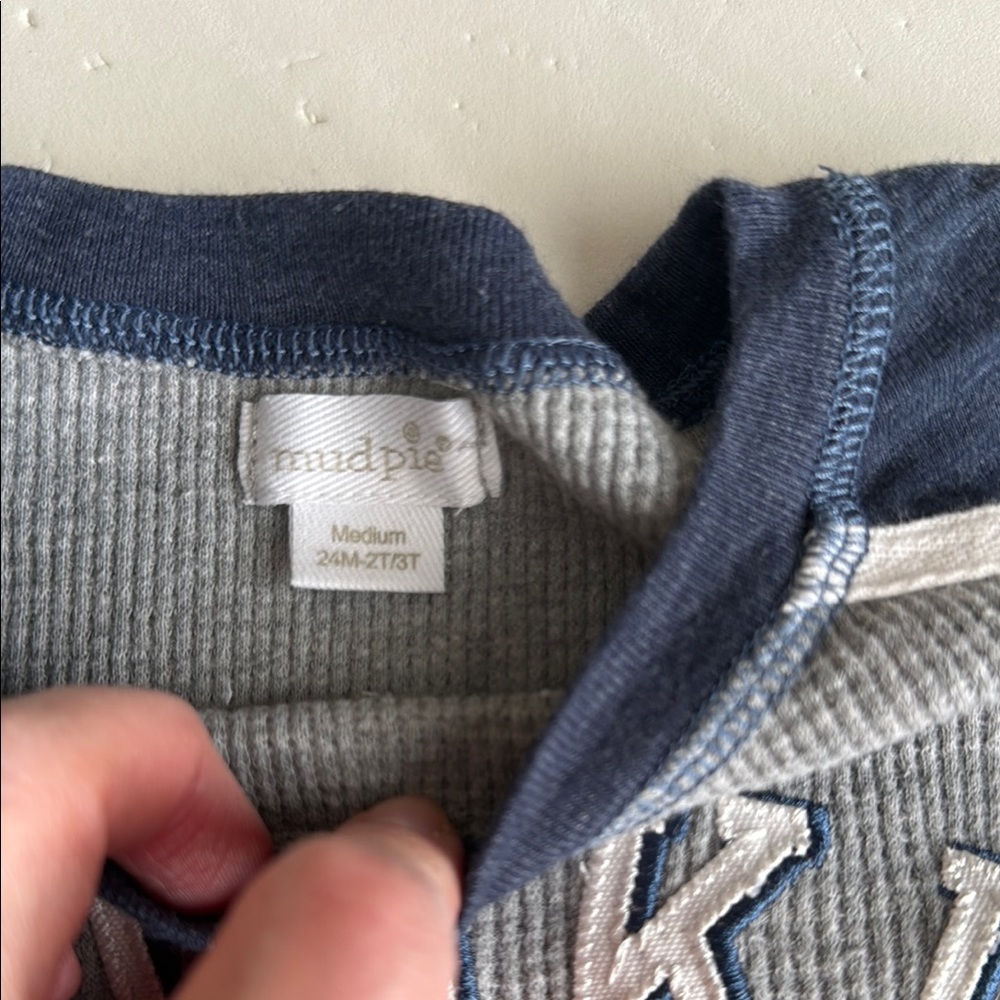 Mud Pie Long Sleeve Shirt “Rookie” Football Blue and Gray Boys 2T - Picture 3 of 4